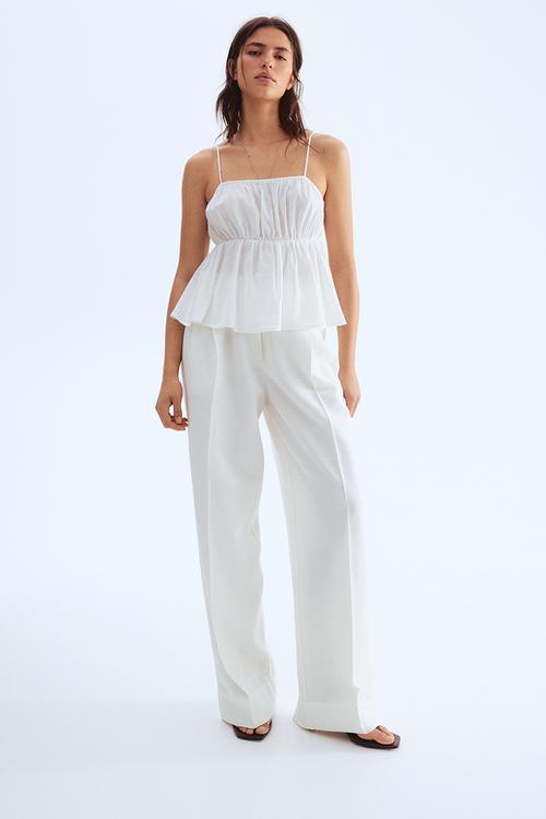 Peplum strappy top - white
