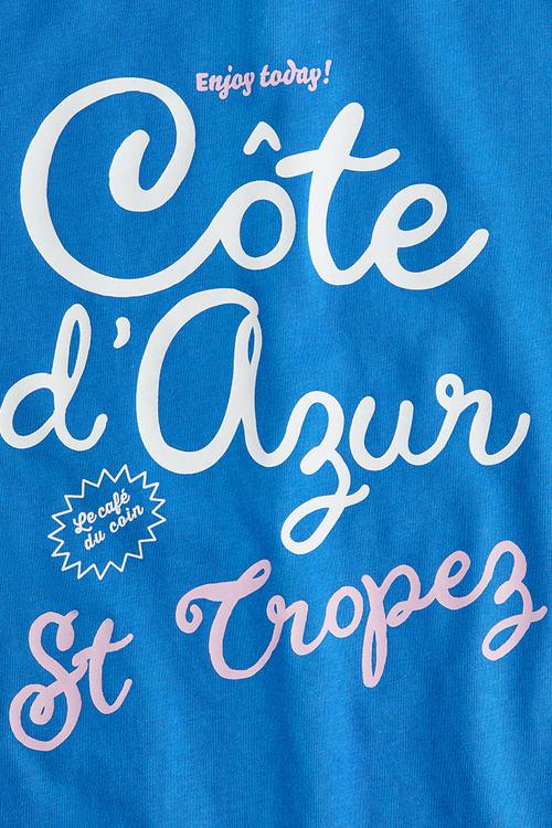 Oversized cotton t-shirt - bright blue côte d'azur