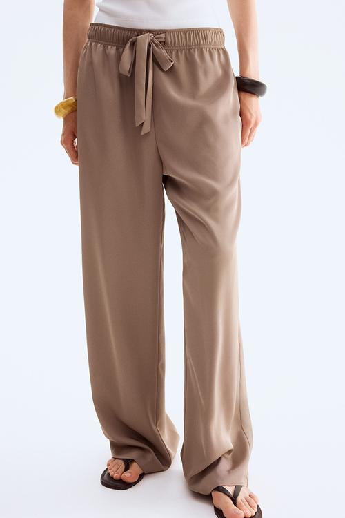 Drawstring twill trousers - mole