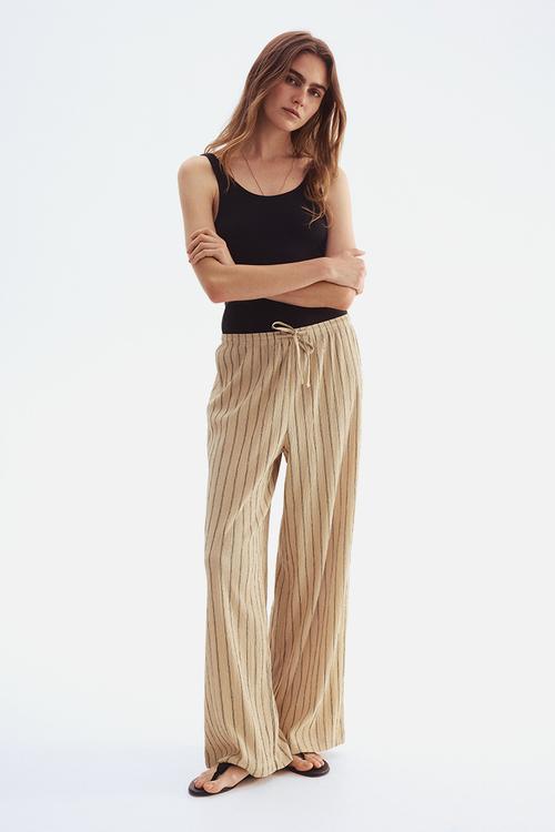 Wide pull-on trousers - beige