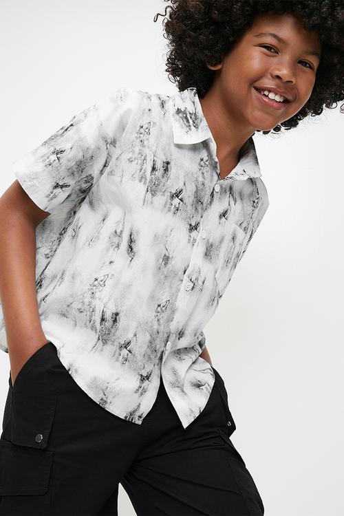Tie dye button shirt - black & white