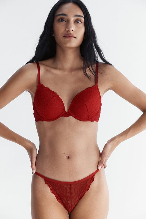 3-Pack lace tanga thong briefs - red