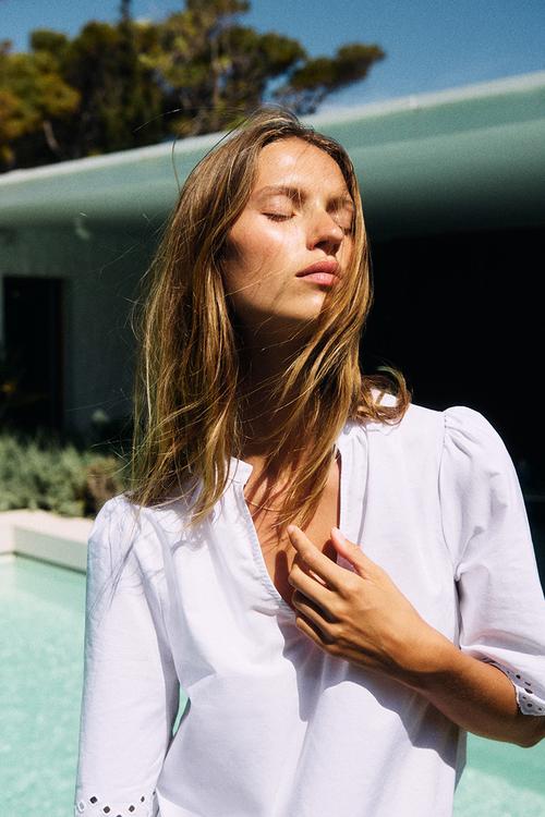 Broderie anglaise cotton blouse - white