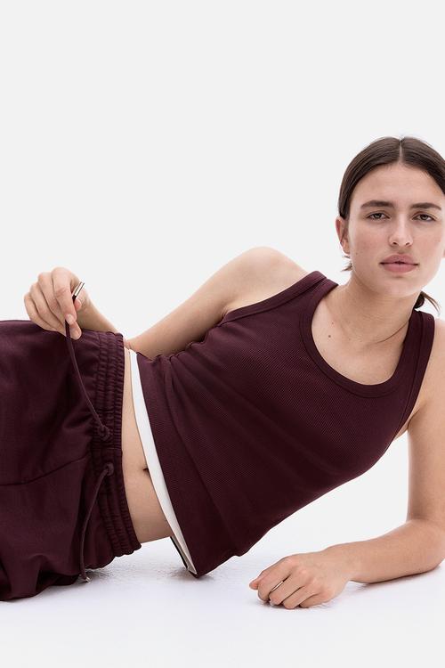 Ribbed vest top - burgundy 
