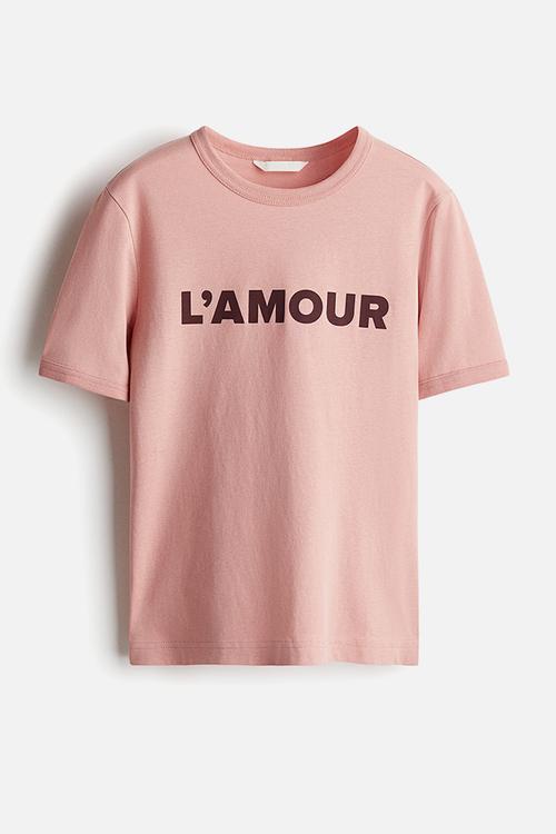 Print-motif T-shirt - dusty pink/l'amour