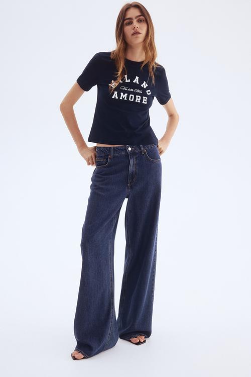 Print-motif T-shirt - navy blue/milano amore 