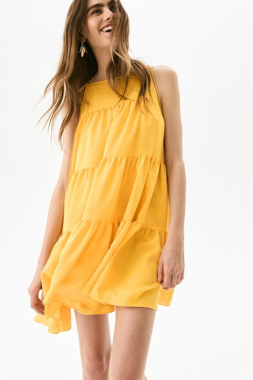 Tiered a-line dress - yellow