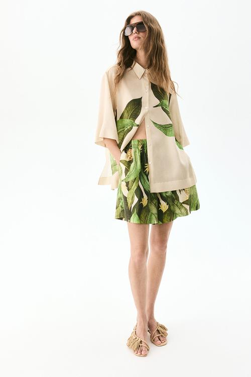 Patterned pull-on shorts -  green/patterned 