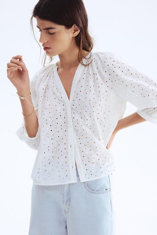 Broderie anglaise blouse - white