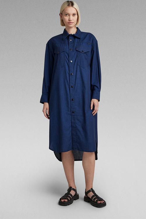 Long Western Shirt Dress EV Wmn - Rinsed
