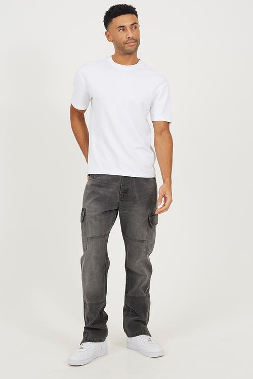 Loose Fit Cargo Denim Jean Cargo - Charcoal Wash Regular Length