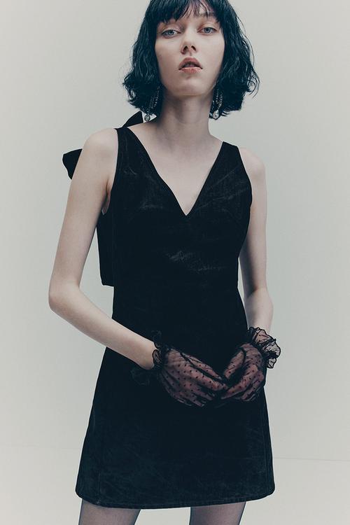 H&M Studio: Bow-detail mini dress - black