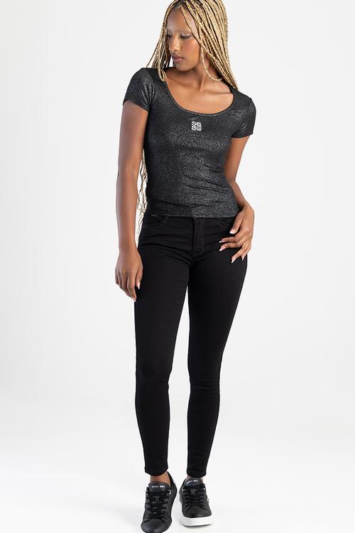 Avery: Mid-Waist Basic Skinny - Black