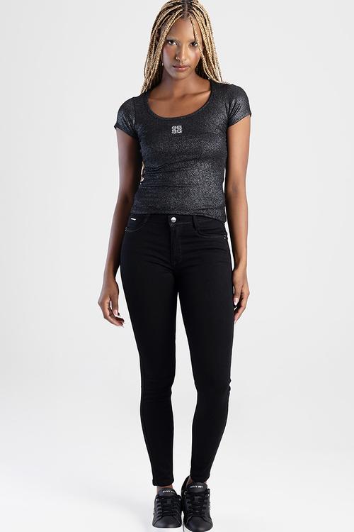 Avery: Mid-Waist Basic Skinny - Black