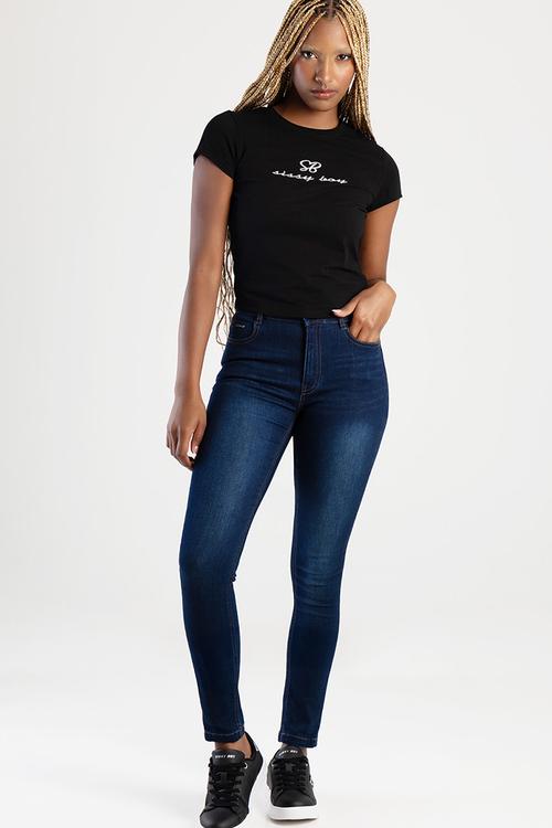GABI: Mid Waist Skinny Jeans - Dark Vintage