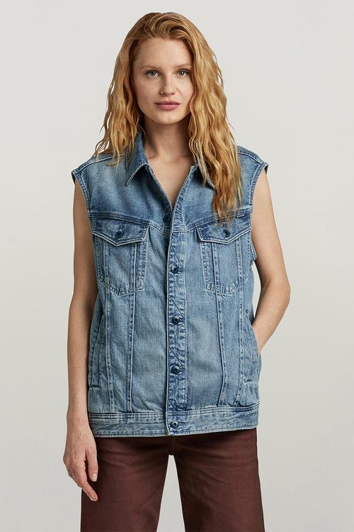 Oversized Denim Vest EV Wmn  - Sun faded Air Force Blue