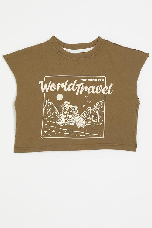 Printed tee-brown