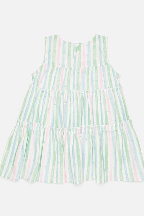 Candy striped dress with sun hat - green multicolour