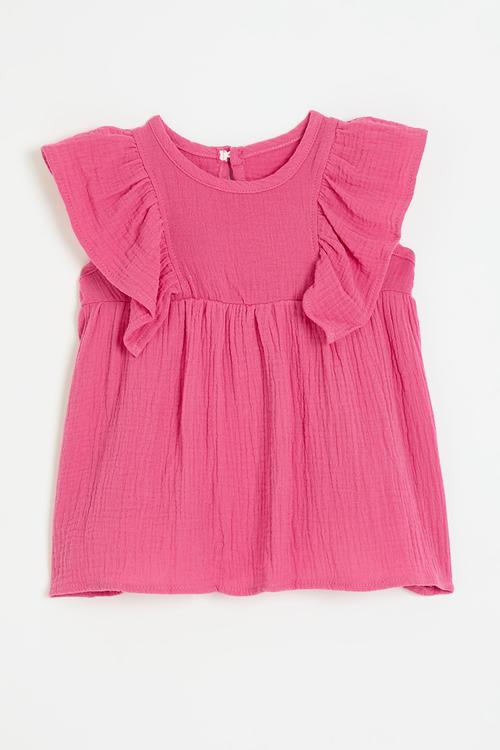 Frilled sleeve top - pink