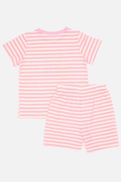 Slogan print pj set - pink stripes/summer
