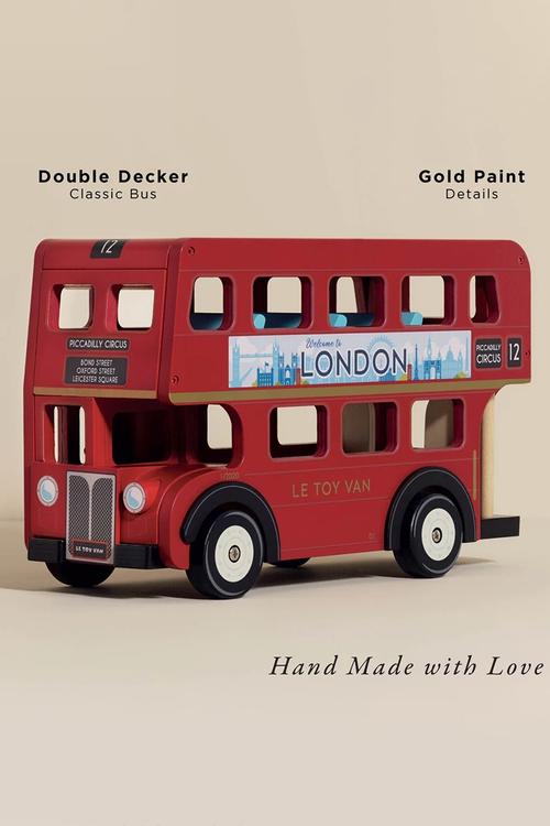 London Wooden Toy Bus -red