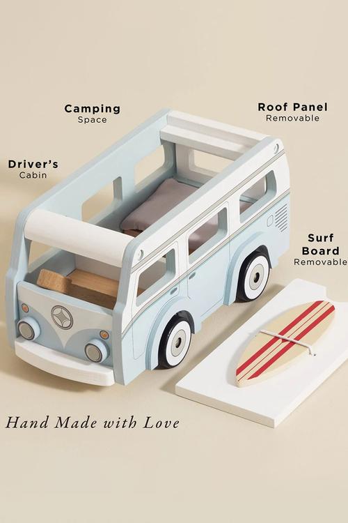 Wooden Holiday Camper Van  - light blue