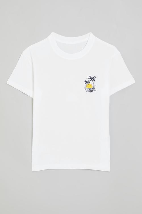 Slogan & placement print tee - white/live in the moment