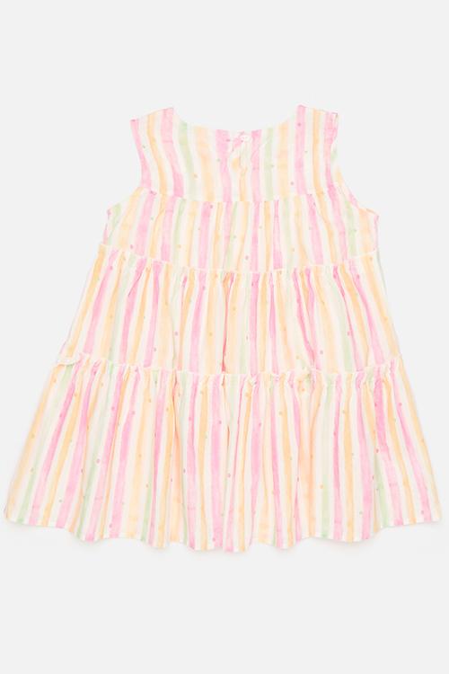 Candy striped dress with sun hat - pink multicolour