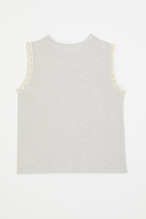 Lace crochet armhole tank top - light grey