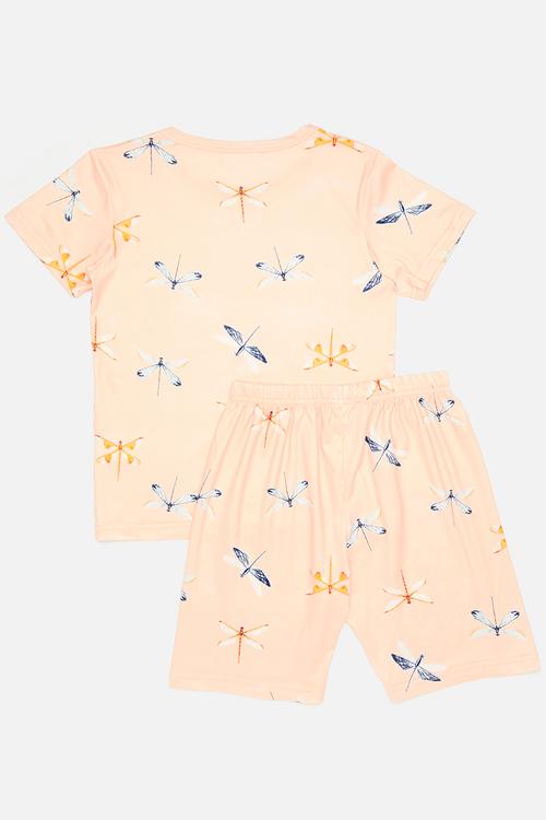 Printed pj set - peach