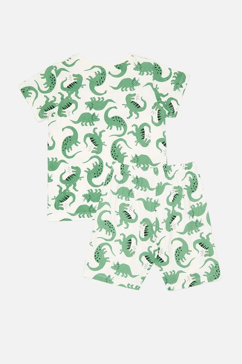 Printed pj set-green & ecru