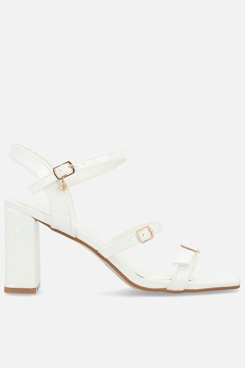Whistle 1 strappy block heel - white