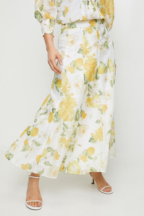 A-line skirt with lemon print detail - lemon sorbet