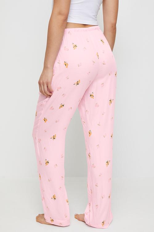 Pant vis satin lemon - primrose pink