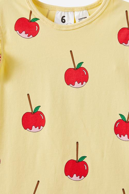 Stacey short sleeve flutter pyjama set - baby yellow/apples