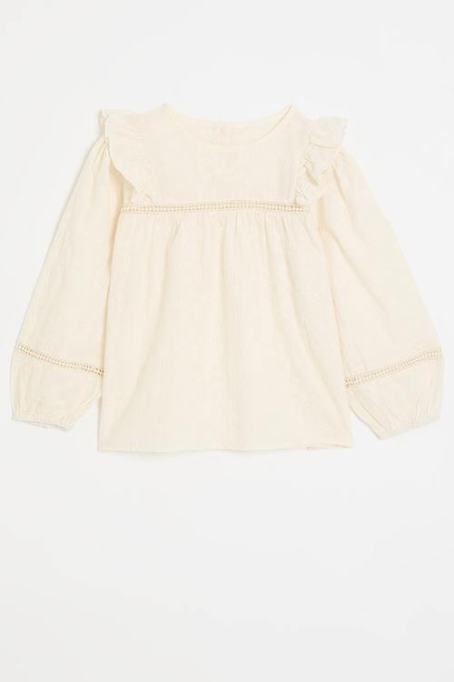 Ruffle sleeve top - off white