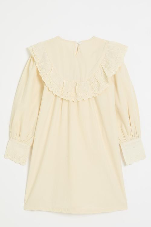 Vintage inspired anglaise ruffle collar dress - cream