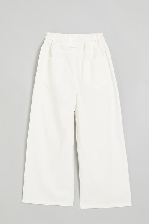 Wide leg pants with stylised belt loops - white