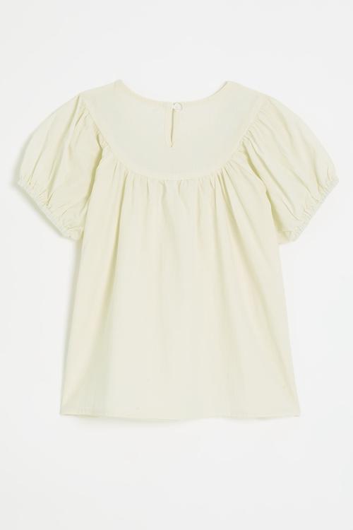 Blouse with embroidered facing - ivory/multi