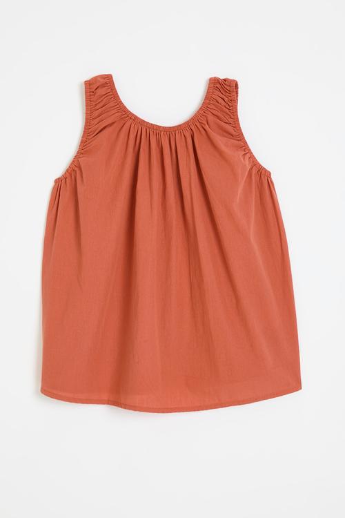 Sleeveless elasticated top - burnt orange 