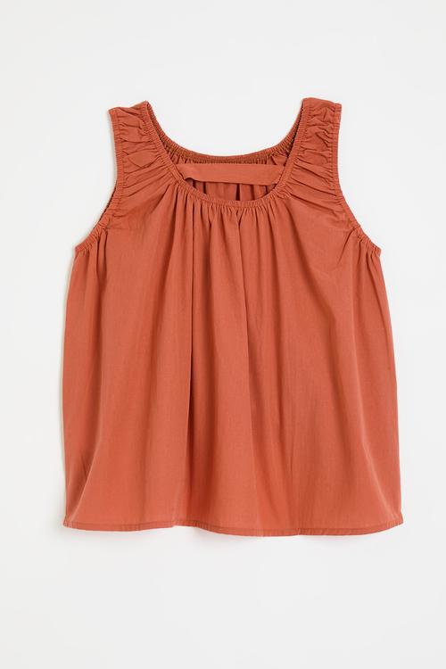 Sleeveless elasticated top - burnt orange 