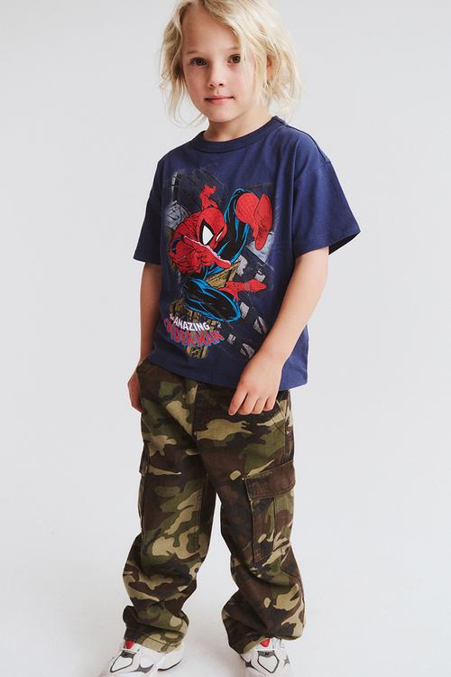 Licensed drop shoulder short sleeve tee - lcn mar deep dive/spiderman vintage