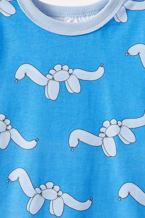 Jordan short sleeve pyjama set - deep sea blue/balloonasaurus glow