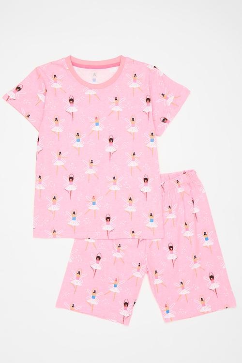 Ballerina all-over print pj set- light pink
