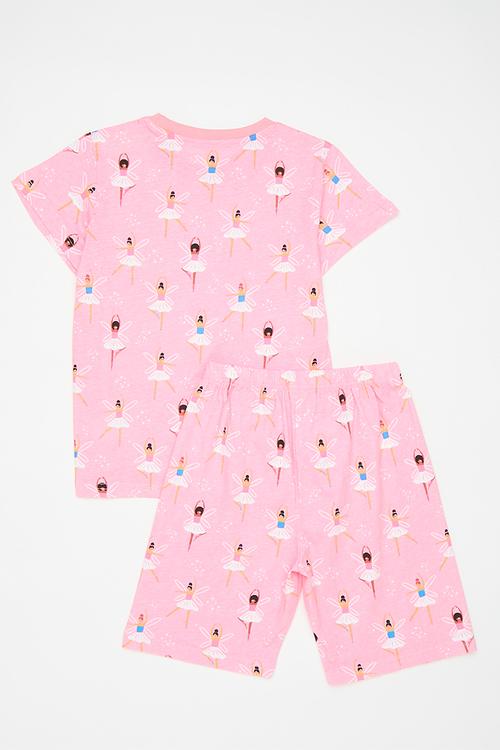 Ballerina all-over print pj set- light pink
