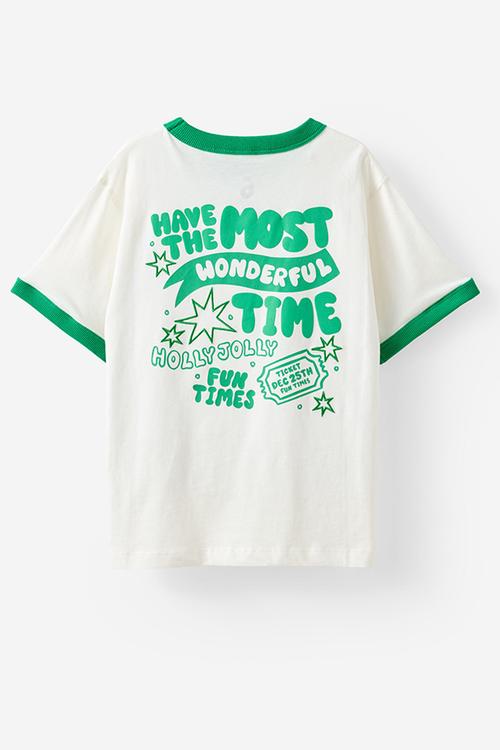 Poppy oversize graphic print tee - vanilla/xmas most wonderful time of the year