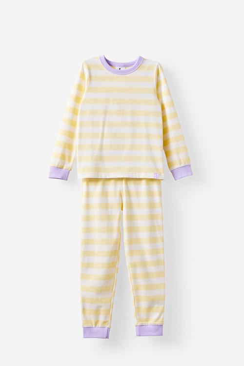 Ava long sleeve pyjama set - bobbi stripe baby yellow/vanilla