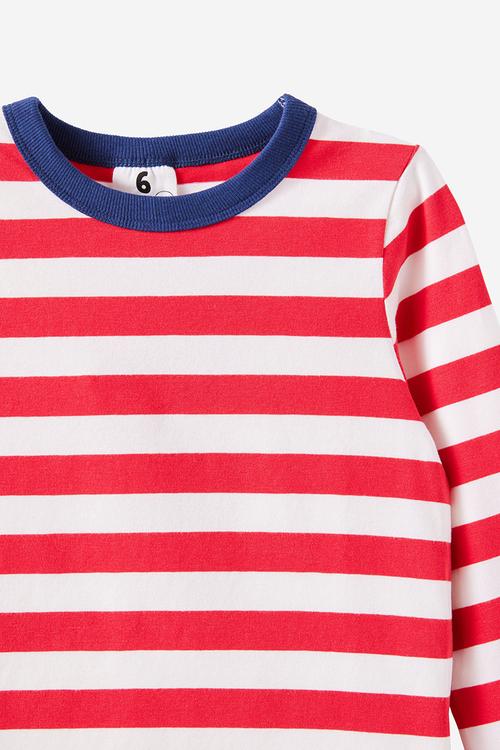 Ace long sleeve pyjama set - bobbi stripe varsity red/vanilla