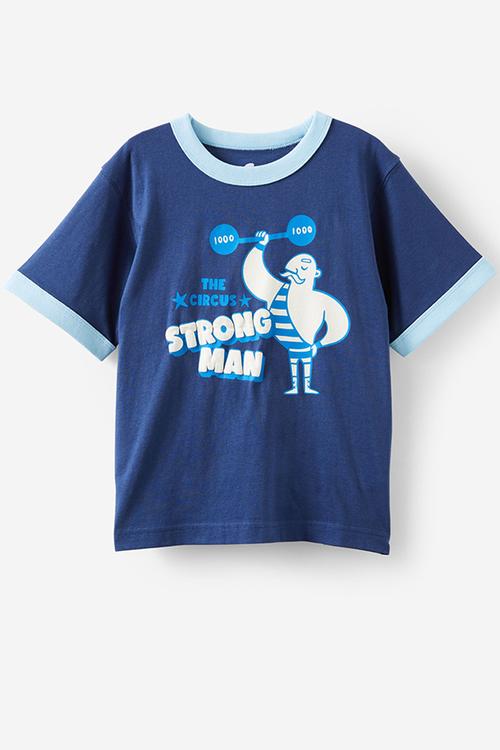 jonny short sleeve graphic print tee - deep dive w/sky blue neck/strong man