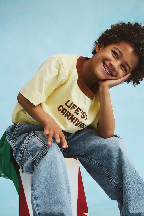 Jonny short sleeve graphic print tee - baby yellow/lifes a carnival